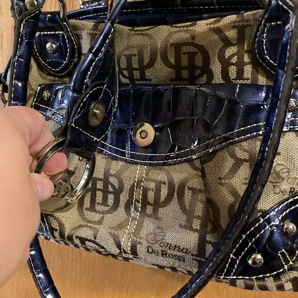 Genna De Rossi Purse, Tan, Brown & Dark Blue/Dark Purplish. (P05) - Picture 11 of 15